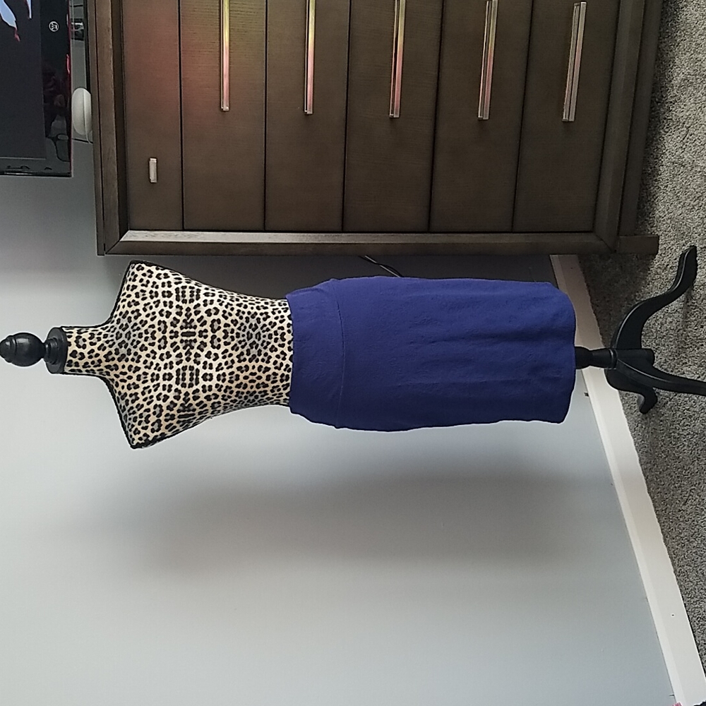 LuLaRoe Dark Blue Cassie w/embroidered flowers